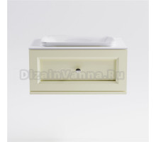 Тумба с раковиной Астра-Форм Классик 80 подвесная, со столешницей, матовая бежевая ral1013, столешница глянцевая белая, 1 ящик