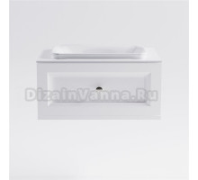 Тумба с раковиной Астра-Форм Классик 80 подвесная, со столешницей, матовая белая, столешница глянцевая белая, 1 ящик