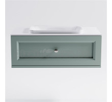 Тумба с раковиной Астра-Форм Классик 90 подвесная, со столешницей, матовая зеленая ncss3005-b80g, столешница глянцевая белая, 1 ящик