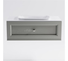 Тумба с раковиной Астра-Форм Классик 90 подвесная, со столешницей, матовая серая ncss3502y, столешница глянцевая белая, 1 ящик