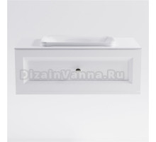 Тумба с раковиной Астра-Форм Классик 90 подвесная, со столешницей, матовая белая, столешница глянцевая белая, 1 ящик