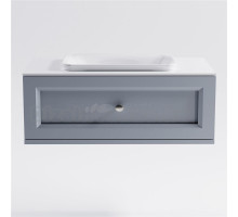 Тумба с раковиной Астра-Форм Классик 100 подвесная, со столешницей, матовая голубая ncss3005-R80B, столешница глянцевая белая, 1 ящик