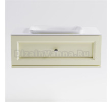 Тумба с раковиной Астра-Форм Классик 100 подвесная, со столешницей, матовая бежевая ral1013, столешница глянцевая белая, 1 ящик