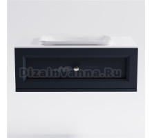 Тумба с раковиной Астра-Форм Классик 100 подвесная, со столешницей, матовая серая ral7024, столешница глянцевая белая, 1 ящик