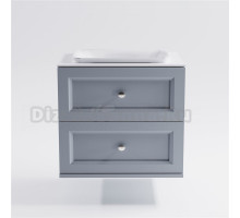 Тумба с раковиной Астра-Форм Классик 70 подвесная, со столешницей, матовая голубая ncss3005-R80B, столешница глянцевая белая, 2 ящика