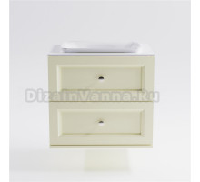 Тумба с раковиной Астра-Форм Классик 70 подвесная, со столешницей, матовая бежевая ral1013, столешница глянцевая белая, 2 ящика