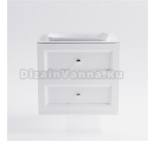 Тумба с раковиной Астра-Форм Классик 70 подвесная, со столешницей, матовая белая, столешница глянцевая белая, 2 ящика