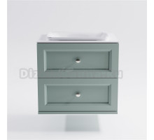 Тумба с раковиной Астра-Форм Классик 80 подвесная, со столешницей, матовая зеленая ncss3005-b80g, столешница глянцевая белая, 2 ящика