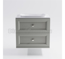 Тумба с раковиной Астра-Форм Классик 80 подвесная, со столешницей, матовая серая ncss3502y, столешница глянцевая белая, 2 ящика