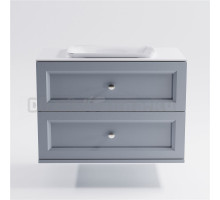 Тумба с раковиной Астра-Форм Классик 90 подвесная, со столешницей, матовая голубая ncss3005-R80B, столешница глянцевая белая, 2 ящика