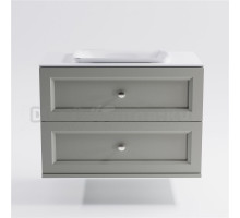 Тумба с раковиной Астра-Форм Классик 100 подвесная, со столешницей, матовая серая ncss3502y, столешница глянцевая белая, 2 ящика
