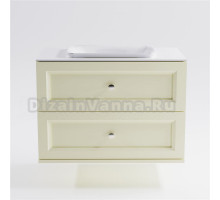 Тумба с раковиной Астра-Форм Классик 100 подвесная, со столешницей, матовая бежевая ral1013, столешница глянцевая белая, 2 ящика