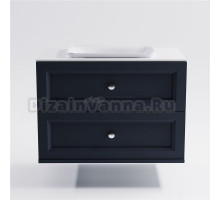 Тумба с раковиной Астра-Форм Классик 100 подвесная, со столешницей, матовая серая ral7024, столешница глянцевая белая, 2 ящика