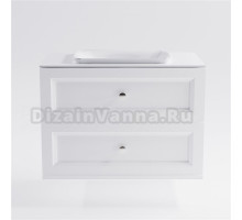 Тумба с раковиной Астра-Форм Классик 100 подвесная, со столешницей, матовая белая, столешница глянцевая белая, 2 ящика