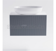 Тумба с раковиной Астра-Форм М-40 Slim 70 подвесная, со столешницей, матовая голубая ncss3005-R80B, столешница глянцевая белая