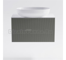 Тумба с раковиной Астра-Форм М-40 Slim 70 подвесная, со столешницей, матовая серая ncss3502y, столешница глянцевая белая