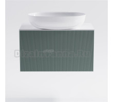 Тумба с раковиной Астра-Форм М-40 Slim 80 подвесная, со столешницей, матовая зеленая ncss3005-b80g, столешница глянцевая белая