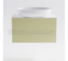 Тумба с раковиной Астра-Форм М-40 Slim 80 подвесная, со столешницей, матовая бежевая ral1013, столешница глянцевая белая