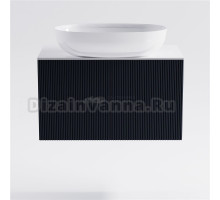 Тумба с раковиной Астра-Форм М-40 Slim 80 подвесная, со столешницей, матовая серая ral7024, столешница глянцевая белая