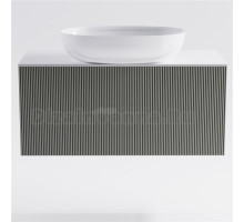 Тумба с раковиной Астра-Форм М-40 Slim 90 подвесная, со столешницей, матовая серая ncss3502y, столешница глянцевая белая