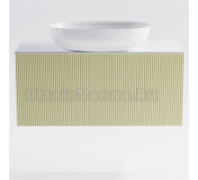 Тумба с раковиной Астра-Форм М-40 Slim 90 подвесная, со столешницей, матовая бежевая ral1013, столешница глянцевая белая