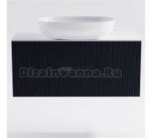 Тумба с раковиной Астра-Форм М-40 Slim 90 подвесная, со столешницей, матовая серая ral7024, столешница глянцевая белая