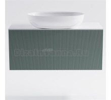 Тумба с раковиной Астра-Форм М-40 Slim 100 подвесная, со столешницей, матовая зеленая ncss3005-b80g, столешница глянцевая белая