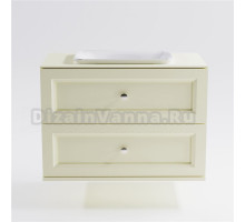 Тумба с раковиной Астра-Форм Классик 90 подвесная, со столешницей, матовая бежевая ral1013, 2 ящика
