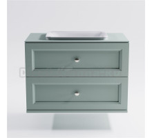 Тумба с раковиной Астра-Форм Классик 100 подвесная, со столешницей, матовая зеленая ncss3005-b80g, 2 ящика