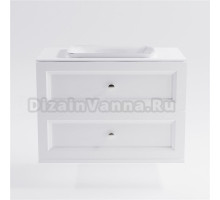 Тумба с раковиной Астра-Форм Классик 100 подвесная, со столешницей, матовая белая, 2 ящика