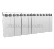 Радиатор алюминиевый секционный Теплоприбор АР1-350 15 секций, боковое проходное подключение, белый RAL 9016