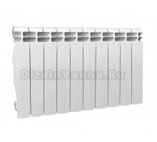 Радиатор алюминиевый секционный Теплоприбор АР1-350 10 секций, боковое проходное подключение, белый RAL 9016