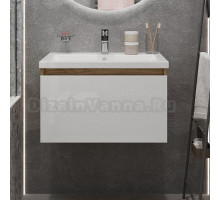 Тумба с раковиной 1MarKa Aris 70П подвесная, дуб вотан, глянец белый