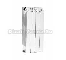 Радиатор биметаллический секционный Теплоприбор БР1-500 4 секции, боковое проходное подключение, белый RAL 9016