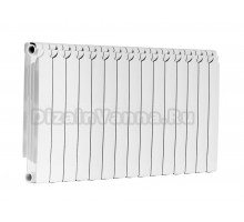 Радиатор биметаллический секционный Теплоприбор БР1-500 15 секций, боковое проходное подключение, белый RAL 9016