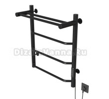 Полотенцесушитель MIXLINE MIRA  60х50 (таймер, 251Вт, 3 перекладины + ПОЛКА) электрический ЧЕРНЫЙ