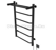 Полотенцесушитель MIXLINE MIRA  80х50 (таймер, 336 Вт, 5 перекладин + ПОЛКА) электрический ЧЕРНЫЙ