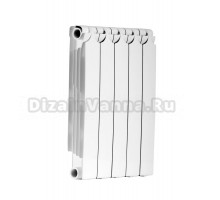 Радиатор биметаллический секционный Теплоприбор БР1-500 5 секций, боковое проходное подключение, белый RAL 9016