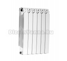 Радиатор биметаллический секционный Теплоприбор БР1-500 6 секций, боковое проходное подключение, белый RAL 9016