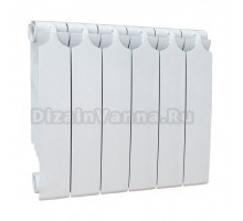 Радиатор биметаллический секционный Теплоприбор БР1-350 6 секций, боковое проходное подключение, белый RAL 9016