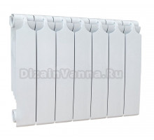 Радиатор биметаллический секционный Теплоприбор БР1-350 7 секций, боковое проходное подключение, белый RAL 9016