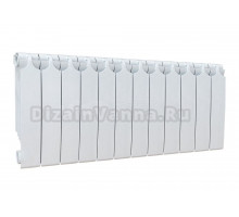 Радиатор биметаллический секционный Теплоприбор БР1-350 12 секций, боковое проходное подключение, белый RAL 9016