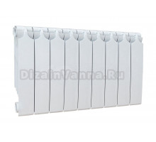 Радиатор биметаллический секционный Теплоприбор БР1-350 9 секций, боковое проходное подключение, белый RAL 9016