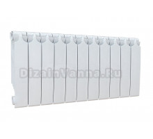 Радиатор биметаллический секционный Теплоприбор БР1-350 11 секций, боковое проходное подключение, белый RAL 9016