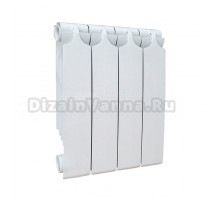 Радиатор биметаллический секционный Теплоприбор БР1-350 4 секции, боковое проходное подключение, белый RAL 9016