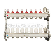 Коллекторная группа ONDO OKGSET08A 1" ВР-3/4" НР, 8 выходов, с расходомерами