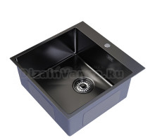 Мойка настольного монтаж 50х50 (2,0 мм толщина) MIXLINE PRO 20 см с сифоном (цвет черный графит)