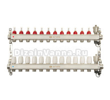 Коллекторная группа ONDO OKGSET12A 1" ВР-3/4" НР, 12 выходов, с расходомерами