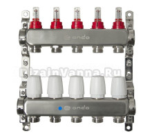 Коллекторная группа ONDO BKGWDV05 1" ВР-3/4" НР, 5 выходов, с расходомерами