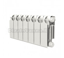 Радиатор биметаллический секционный Теплоприбор БР1-200 7 секций, боковое проходное подключение, белый RAL 9016